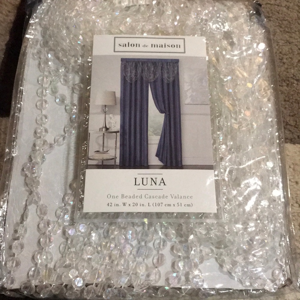 Blue Luna One Beaded Cascade Valance